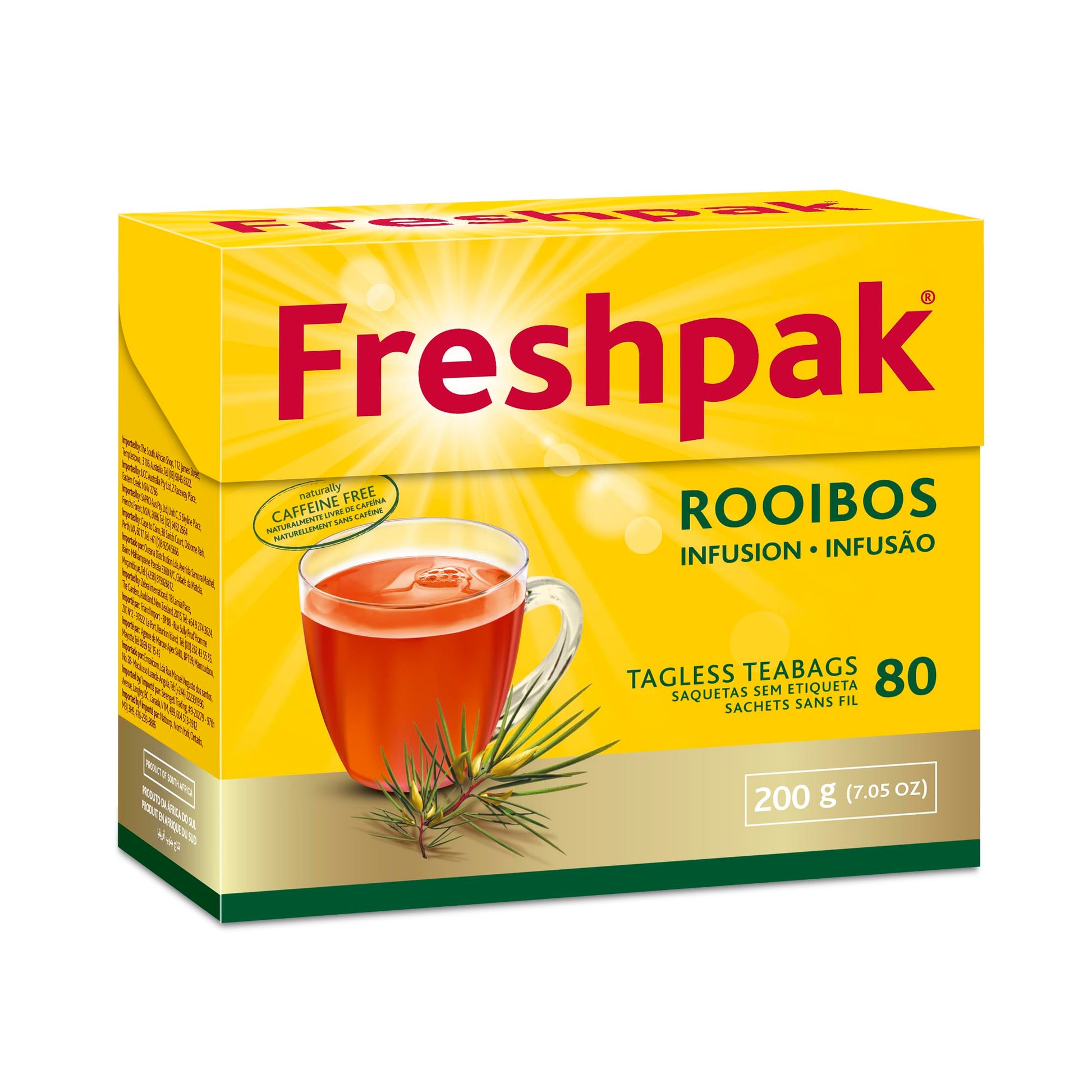 FRESHPAK Rooibos Tea Pack - 24 Case Carton, Naturally Caffeine-Free Herbal Tea