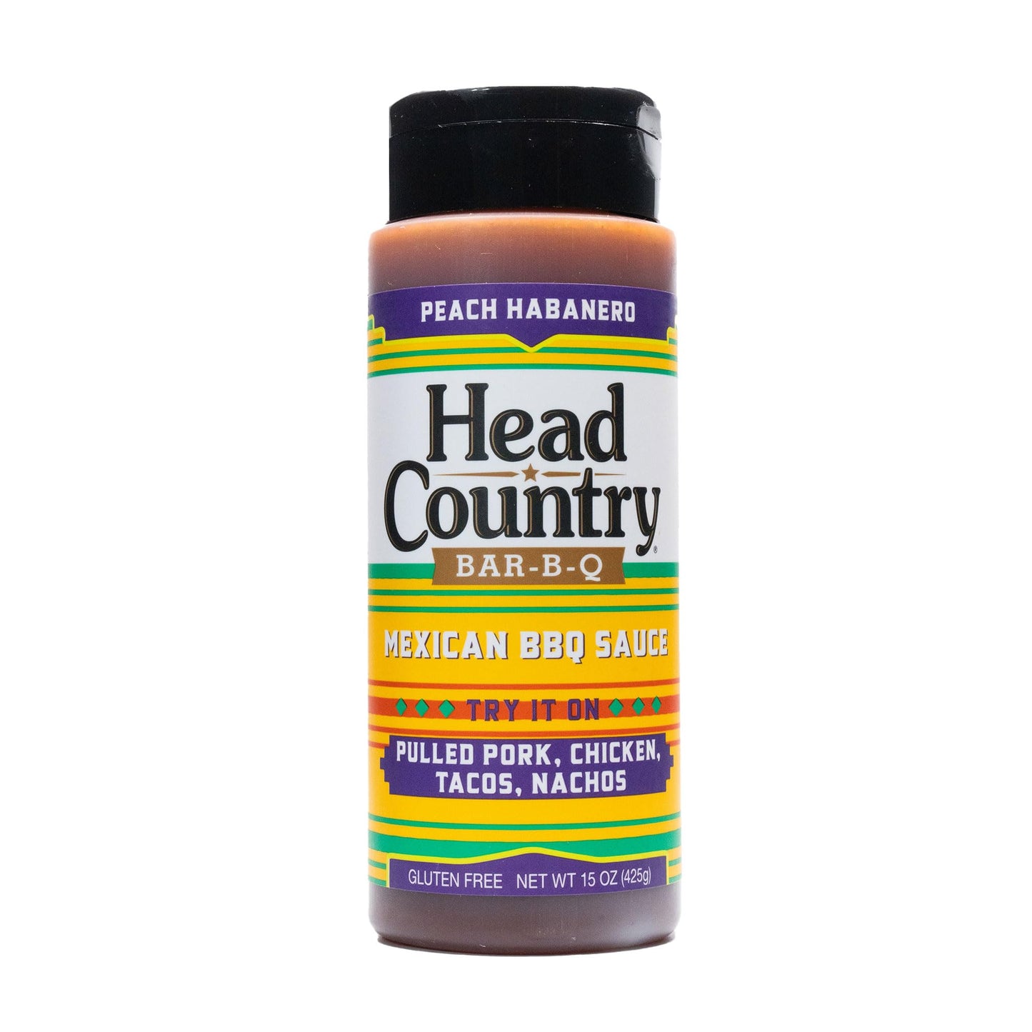 Head Country Bar-B-Q Peach Habanero Mexican BBQ Sauce | Perfect for Pulled Pork, Chicken, Tacos and Nachos | Gluten-Free | 15 oz