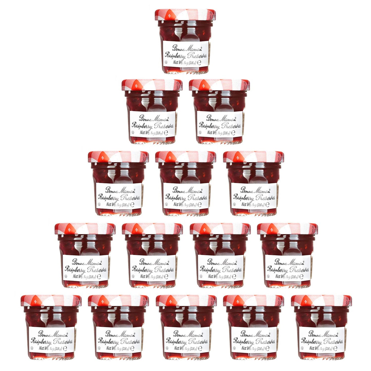 Bonne Maman Raspberry Mix Preserve 70% Mini Jars - 1 oz x 15 pcs Kosher