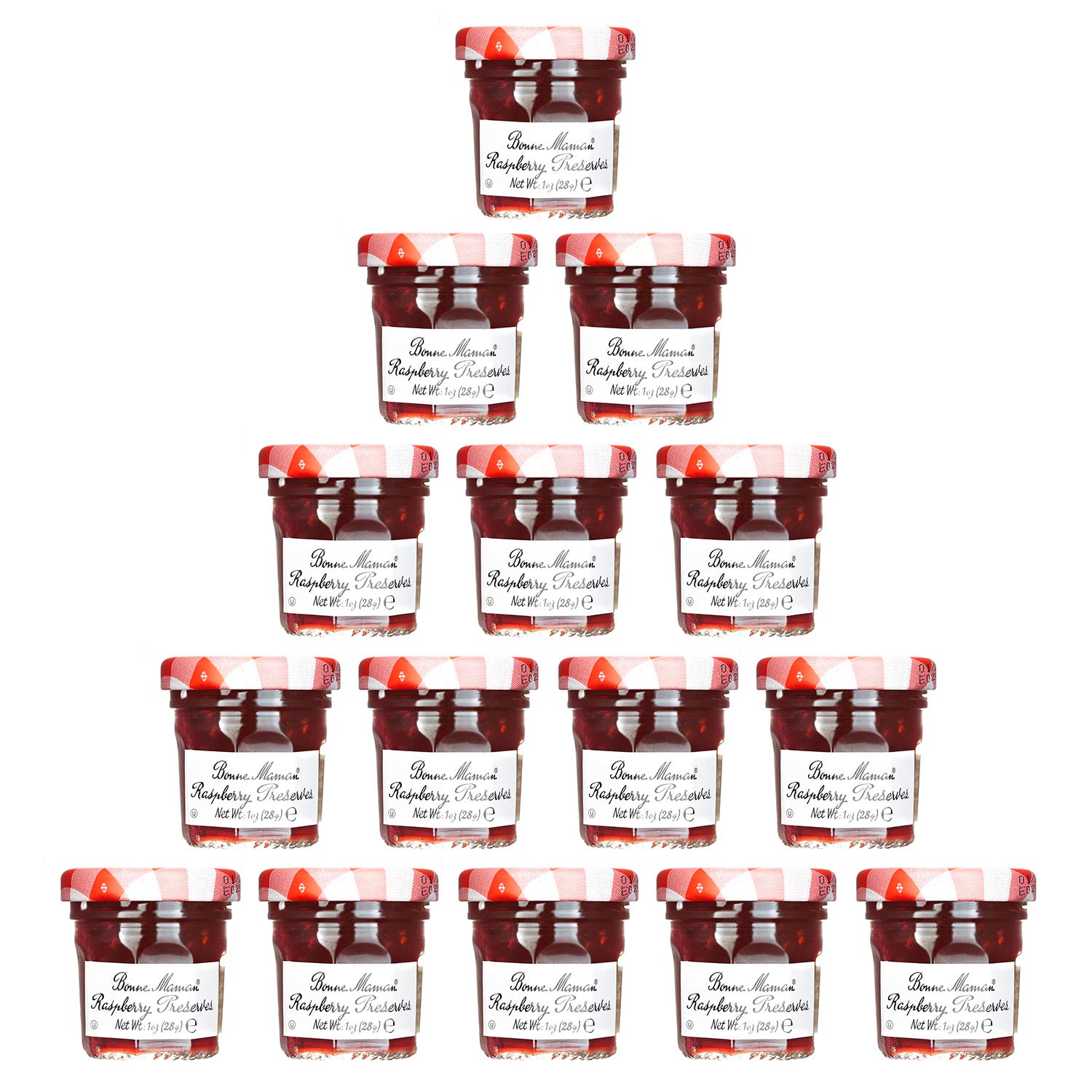 Bonne Maman Raspberry Mix Preserve 70% Mini Jars - 1 oz x 15 pcs Kosher