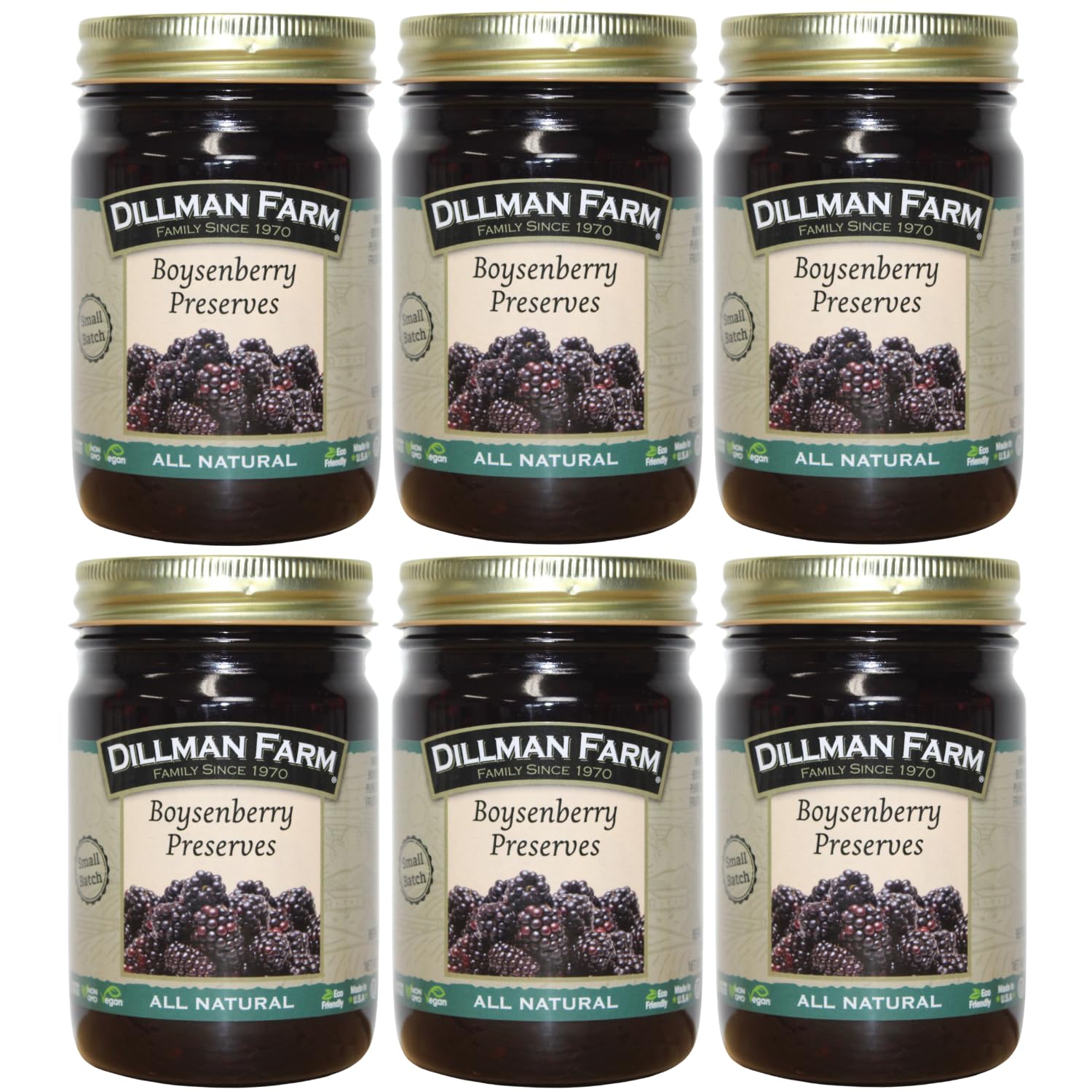 Dillman Farm All Natural Boysenberry Preserves, Gluten-Free, Non-GMO, Vegan, Kosher, Preservative Free, Corn Syrup Free - Made i