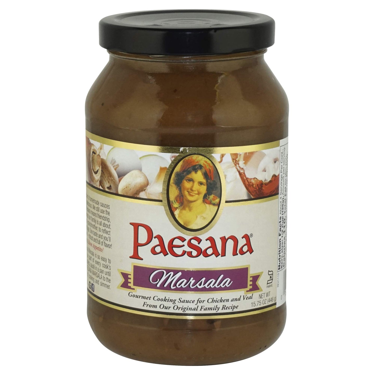Paesana Marsala Gourmet Cooking Sauce - Simmer Sauce Made With Marsala Wine. Great With Chicken Or Veal. Kosher Parve. 15.75 Oz. Jar - Packed In Usa (6 Pack)