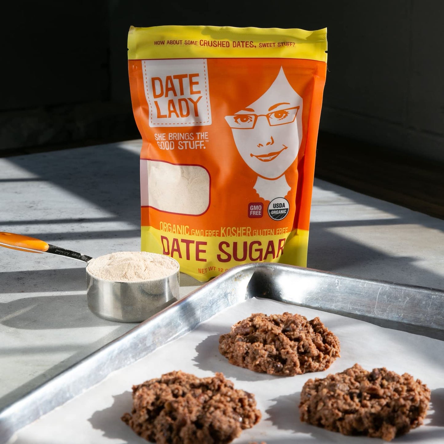 Date Lady Date Sugar, 1 Lb, Organic | 100% Whole Food | Vegan, Paleo, Gluten-Free & Kosher | Sugar Substitute And Alternative Sweetener For Baking | Will Not Dissolve In Your Coffee (2 Bags)