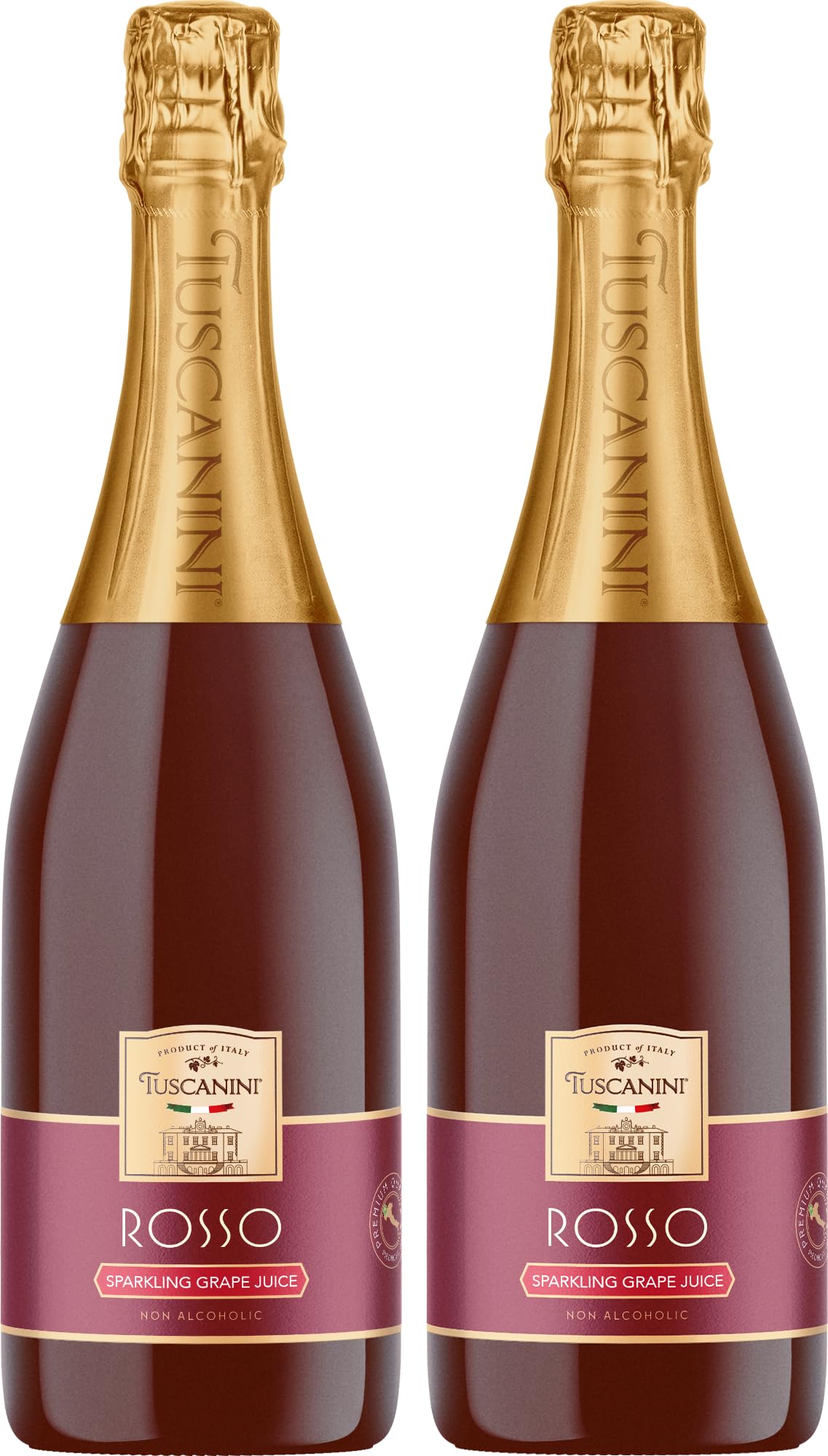 Tuscanini Sparkling Rose Grape Juice, Non-Alcoholic Celebration Drink, 25.4oz (2 Pack)