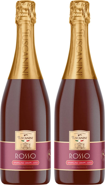 Tuscanini Sparkling Rose Grape Juice, Non-Alcoholic Celebration Drink, 25.4oz (2 Pack)