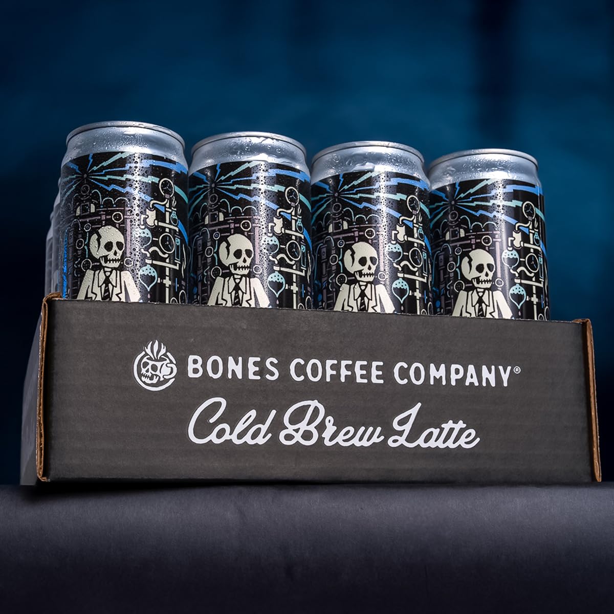Bones Coffee Company High Voltage Smooth And Sweet Flavored Cold Brew Latte,Medium Roast Iced Coffee In Can,Ready To Drink, 1 Fl