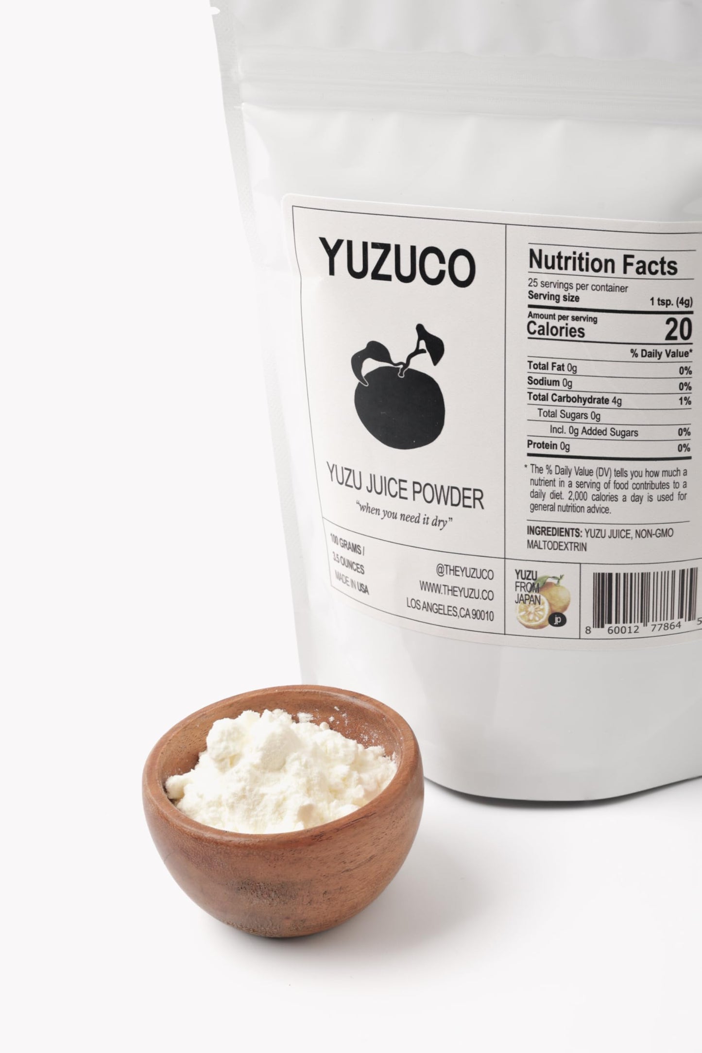 YUZUCO Yuzu Juice Powder - Convenient Citrus for Cooking & Baking - 3.5oz (100g) - Made in the USA