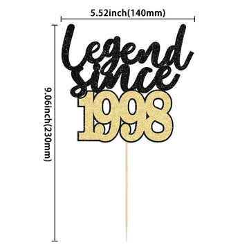 Gyufise 1Pcs Legend Since 1998 Cake Topper Glitter Twenty Five Happy 25Th Birthday Cake Pick Cheers To 25 Years Cake Decoration