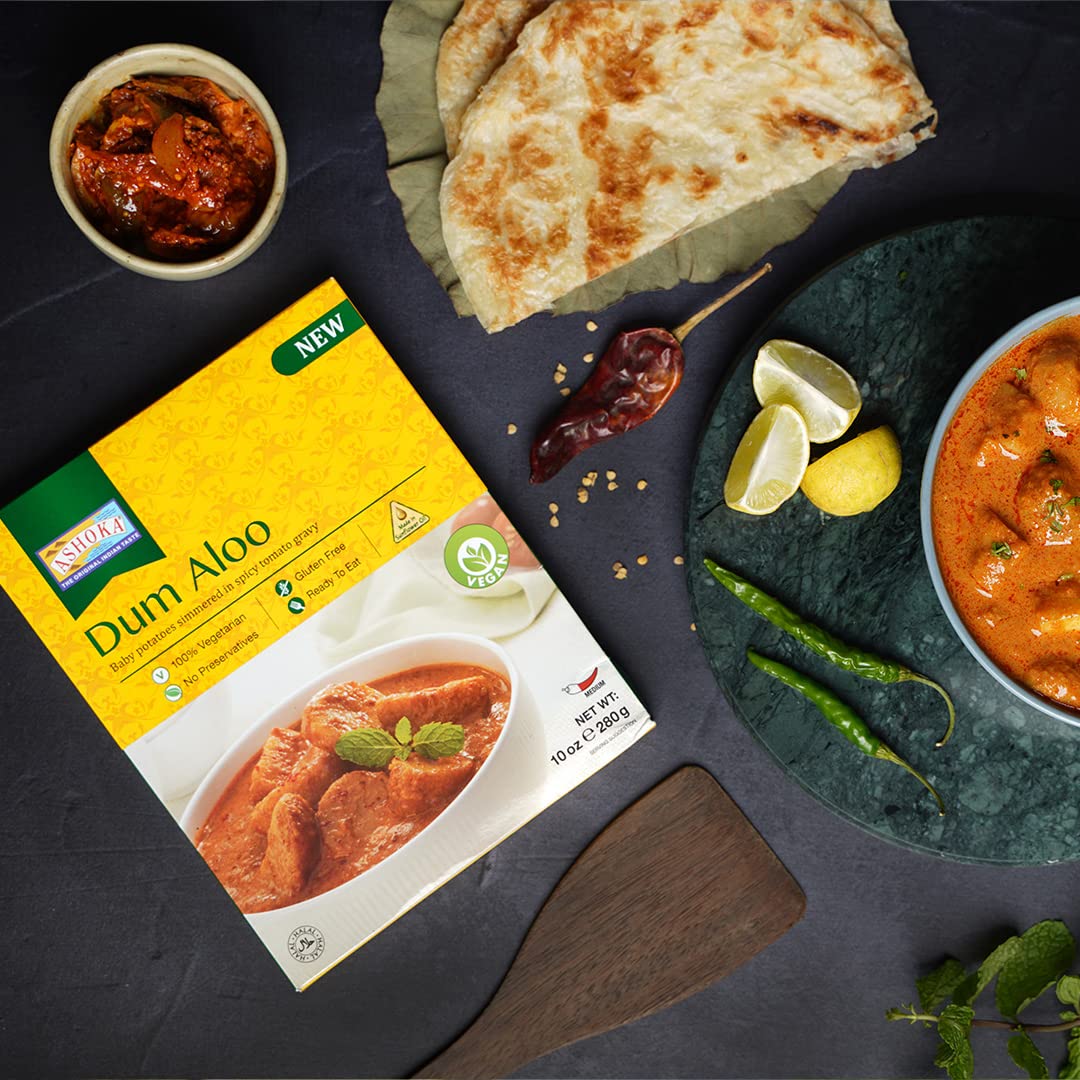 Ashoka Real Indian Meals 1932, Vegan Potato Curry, Ready to Eat Dum Aloo, All-Natural Instant Meals, Healthy Work Lunch, Kosher