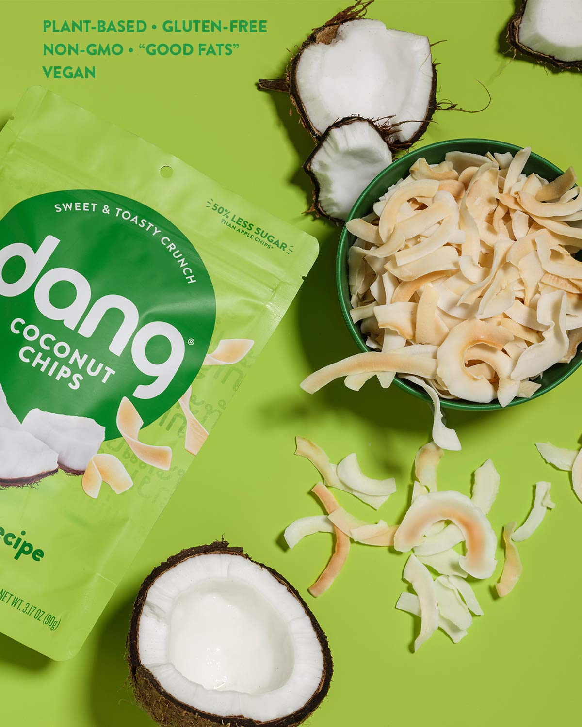 Dang Toasted Coconut Chips | Original | 12 Pack | Vegan, Gluten Free, Non Gmo, Healthy Snacks Made With Whole Foods | 3.17 Oz Re
