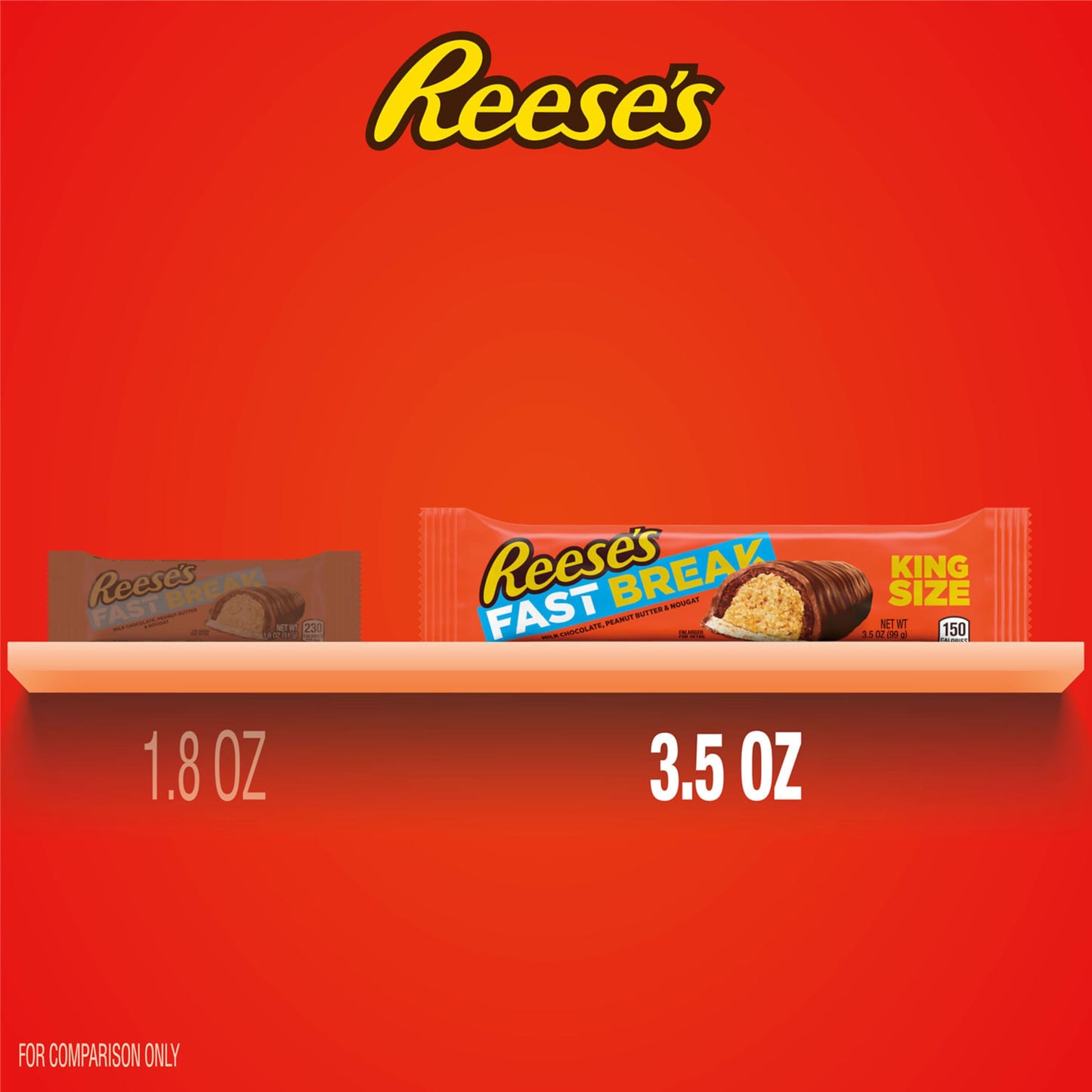 REESES FAST BREAK Peanut Butter Nougat Candy Bars, 3.5 oz (18 Count), Chocolate, Model 20034000203509