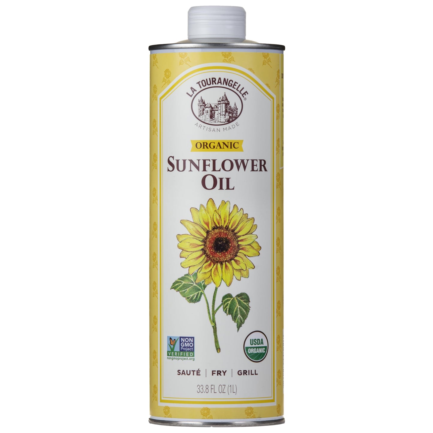 La Tourangelle Organic High Oleic Sunflower Oil, Neutral Cooking Oil, 33.8 Fl Oz, Non-GMO, Pesticide Free, Yellow