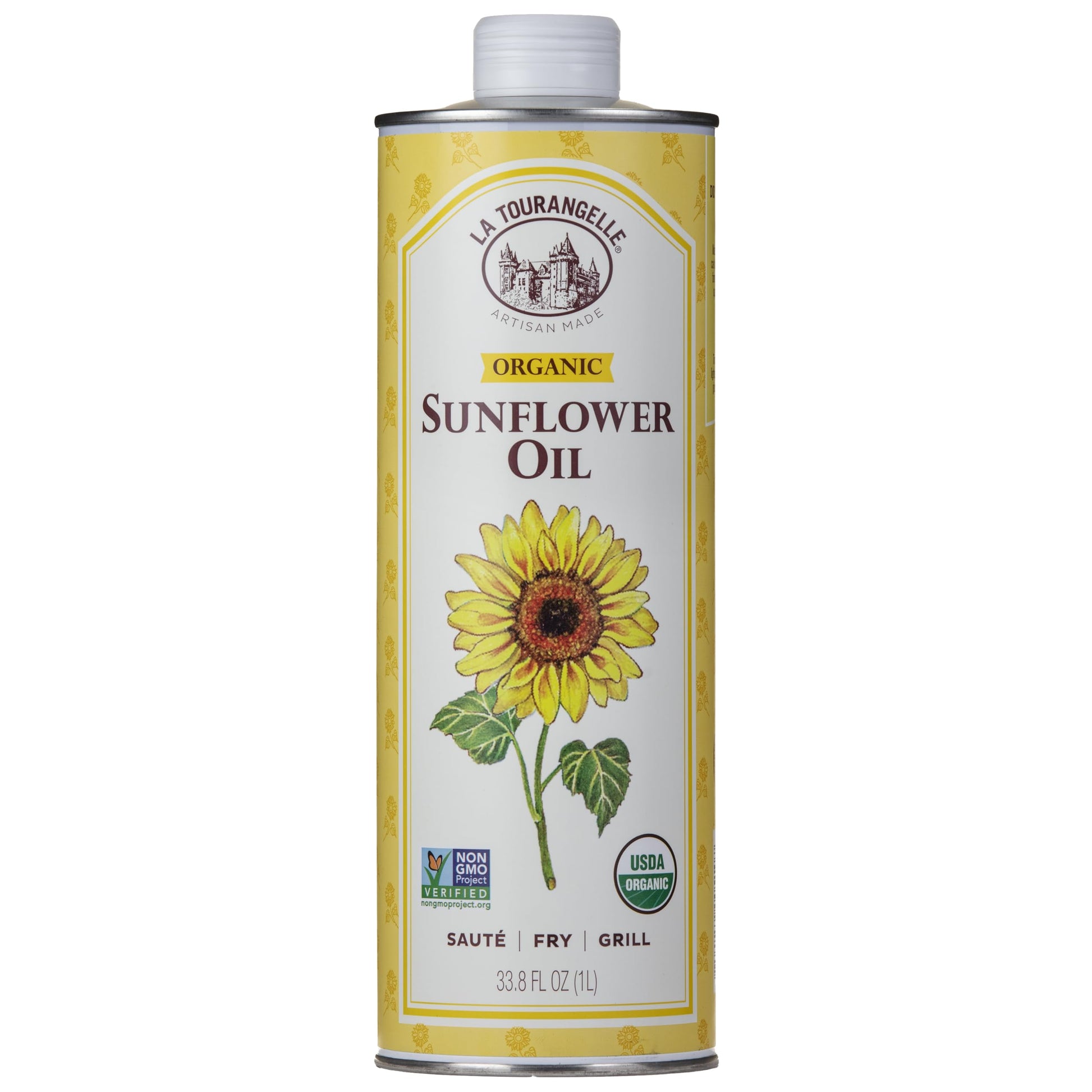 La Tourangelle Organic High Oleic Sunflower Oil, Neutral Cooking Oil, 33.8 Fl Oz, Non-GMO, Pesticide Free, Yellow