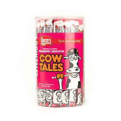 Goetze s Candy Strawberry Smoothie Cow Tales - 2.25 Pound Canister (36 Ounces) - Fresh from the Factory