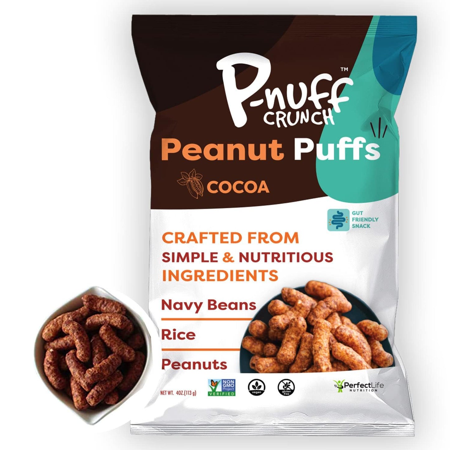 P-Nuff Crunch Peanut Butter Puffs - Vegan, Gluten Free, Low Calorie Snacks, High Protein, 4 Oz Bag (Pack of 15)