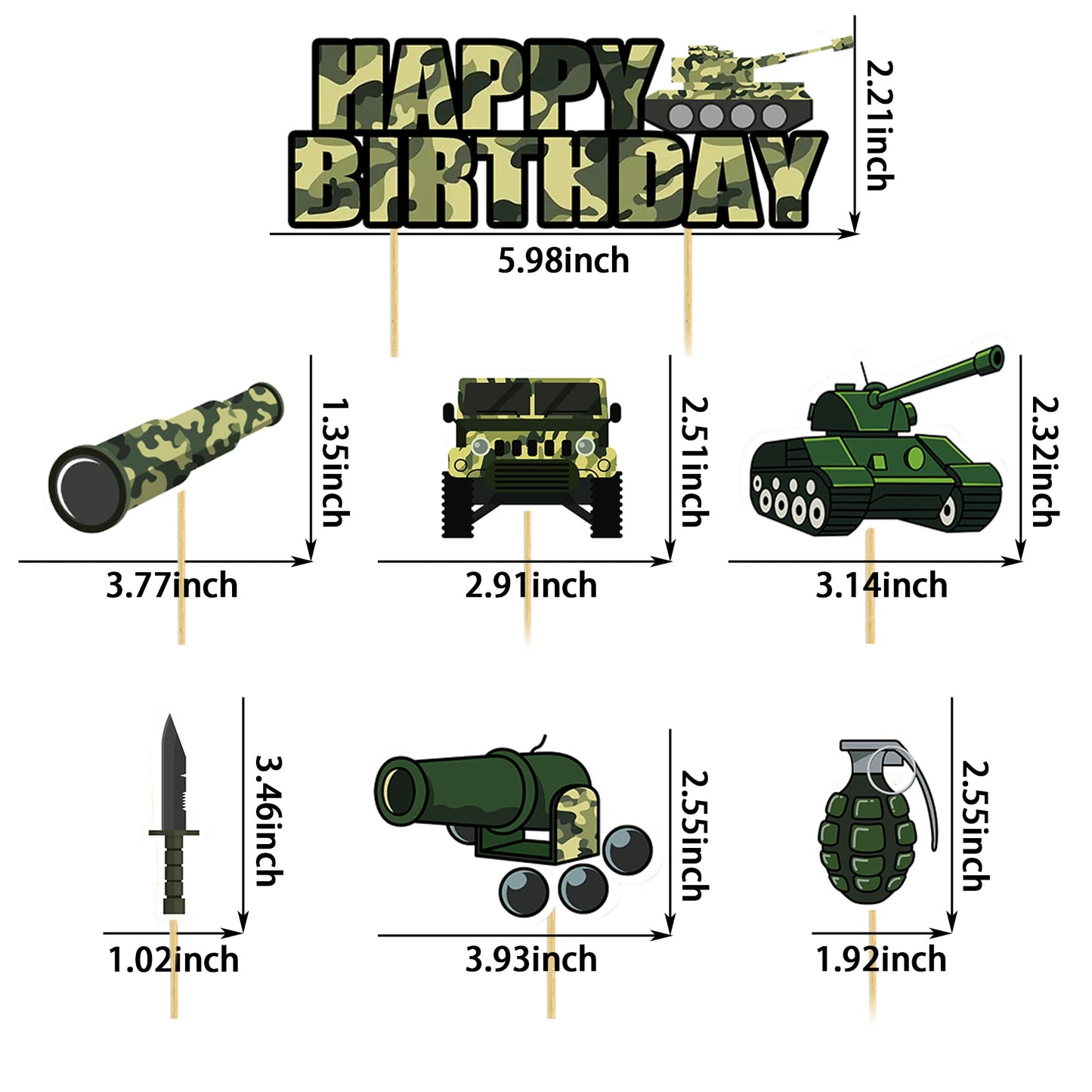 35Pcs Camo Cake Cupcake Toppers Camouflage Cake Decorations Army Military Party Supplies With Camo Happy Birthday Cake Topper Ar