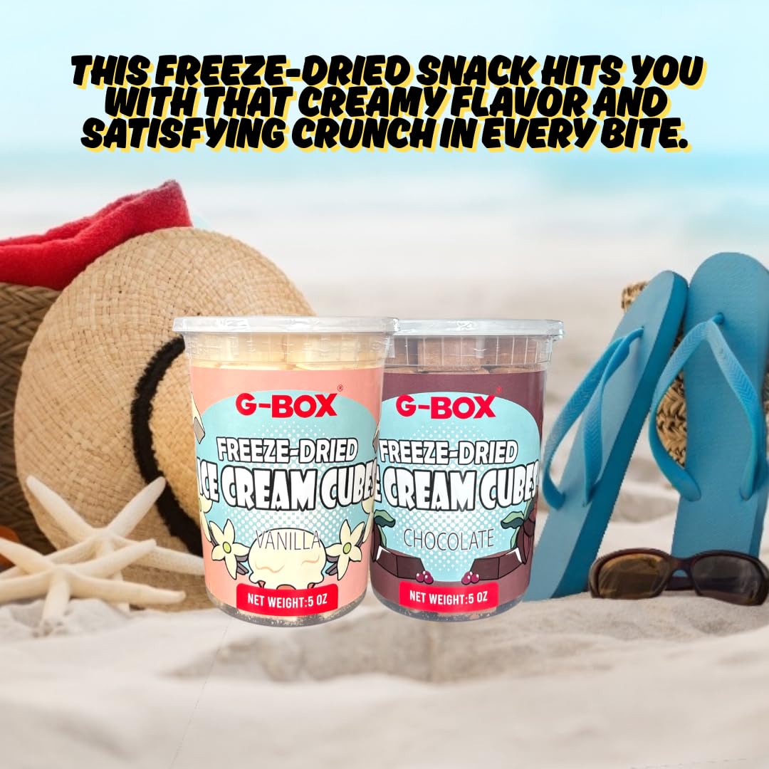 G-BOX Freeze Dried Ice Cream Cubes, Vanilla Flavor, 2.5 oz - Perfect for Camping, Outdoor, Party, NASA Space Dessert