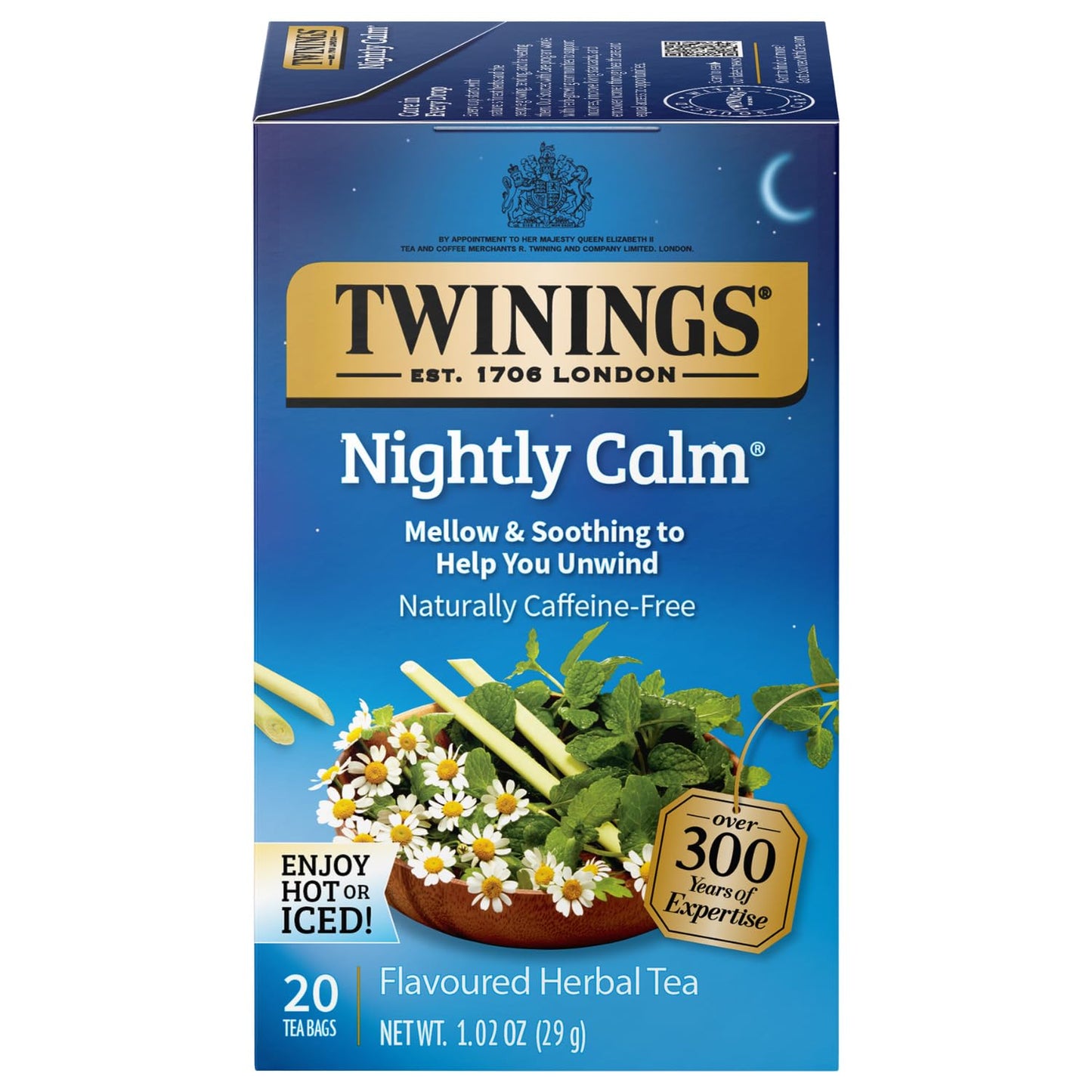 Twinings Herbal Tea Bags, Naturally Caffeine-Free, Nightly Calm, 20 Count (Pack of 2)
