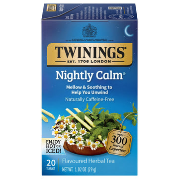Twinings Herbal Tea Bags, Naturally Caffeine-Free, Nightly Calm, 20 Count (Pack of 2)