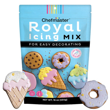 Chefmaster White Royal Icing Mix, Decorating Cookies, Making Cake Decorations, Extra Smooth & Versatile, Just Add Water, Non-GMO
