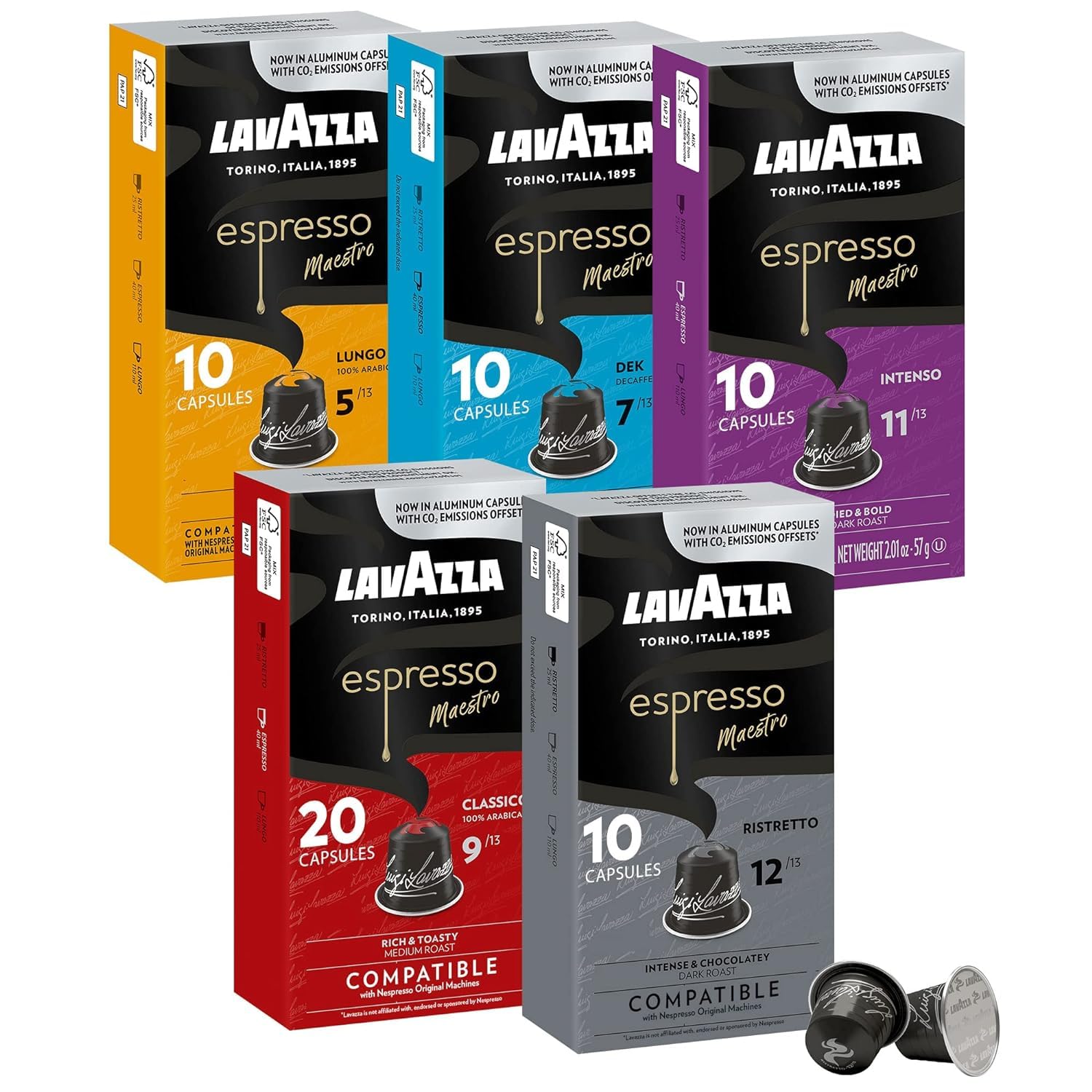 Lavazza Espresso Capsules for Nespresso Original Machines, Variety Pack, 10 Count (Pack of 6)