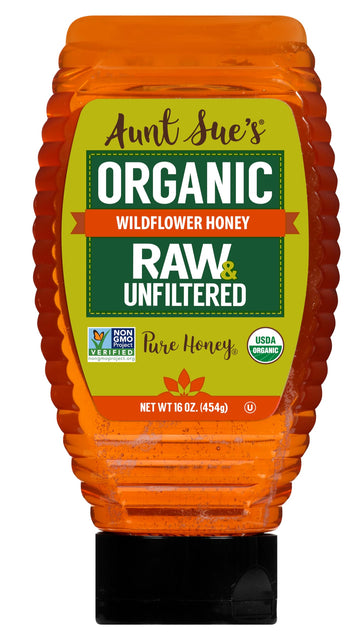 Aunt Sue'S Raw & Unfiltered Organic Honey, 16 Ounce (1 Lb) From Brazil, Strained Pure Honey