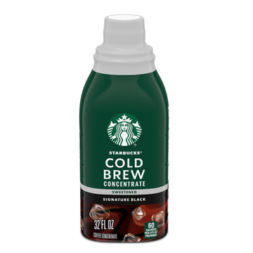 Starbucks Cold Brew Coffee Concentrate, Sweetened Signature Black, 100% Arabica, Multi-Serve Bottle (32 Fl Oz)