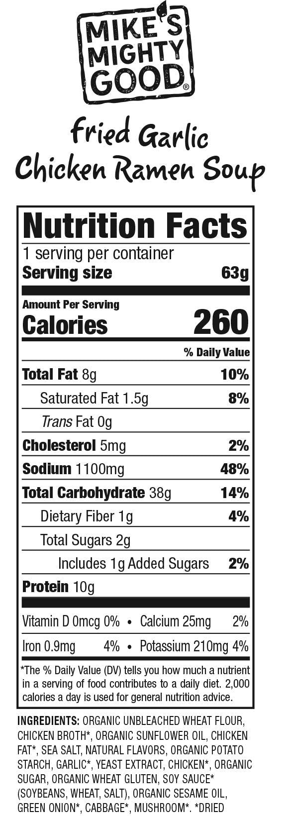 Mike s Mighty Good Ramen Chicken Noodle Soup Pillow Pack - Fried Garlic Chicken Instant Ramen Noodles - Organic Non-GMO - 2.2 O
