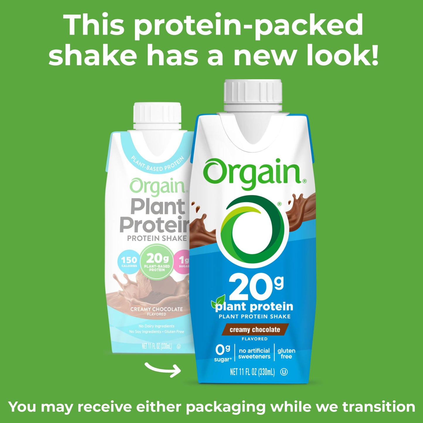 Orgain Organic Vegan Protein Shake - 20g Plant Based Protein, Ready to Drink, 11 Fl Oz, Chocolate Flavor, Gluten Free, Pack of 12