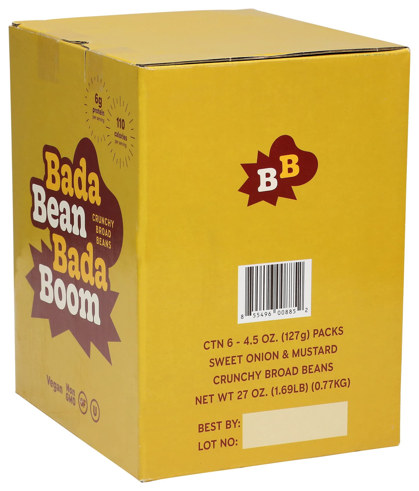 Bada Bean Bada Boom Plant-Based Protein, Gluten Free, Vegan, Crunchy Roasted Broad (Fava) Bean Snacks, 110 Calories Per Serving,