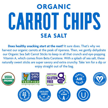 Rhythm Superfoods Crunchy Carrot Sticks, Salted, Usda Certified Organic, Vegan Friendly, Gluten-Free Superfood Snacks, Non-Gmo,