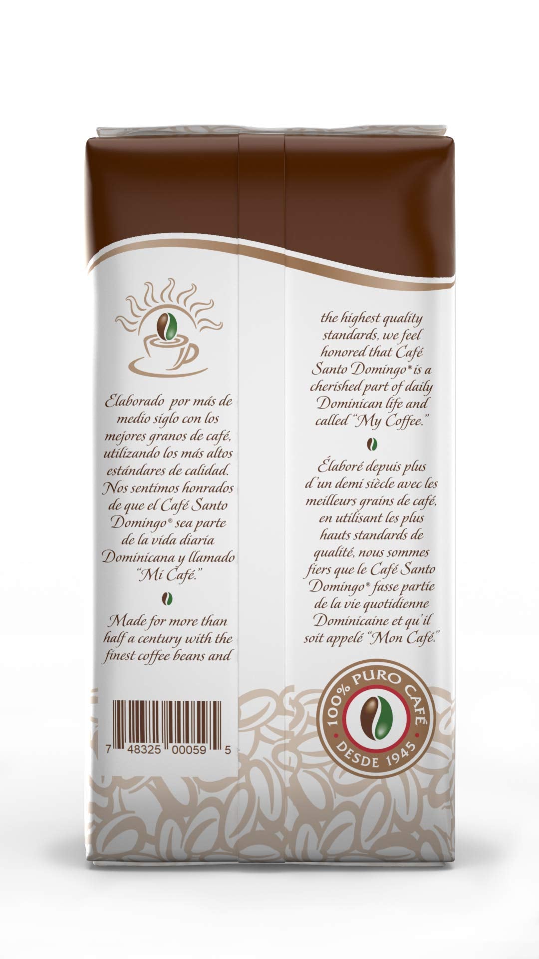 Caf   Santo Domingo, 16 Oz Bag, Whole Bean Coffee, Medium Roast - Product From The Dominican Republic (Pack Of 2)