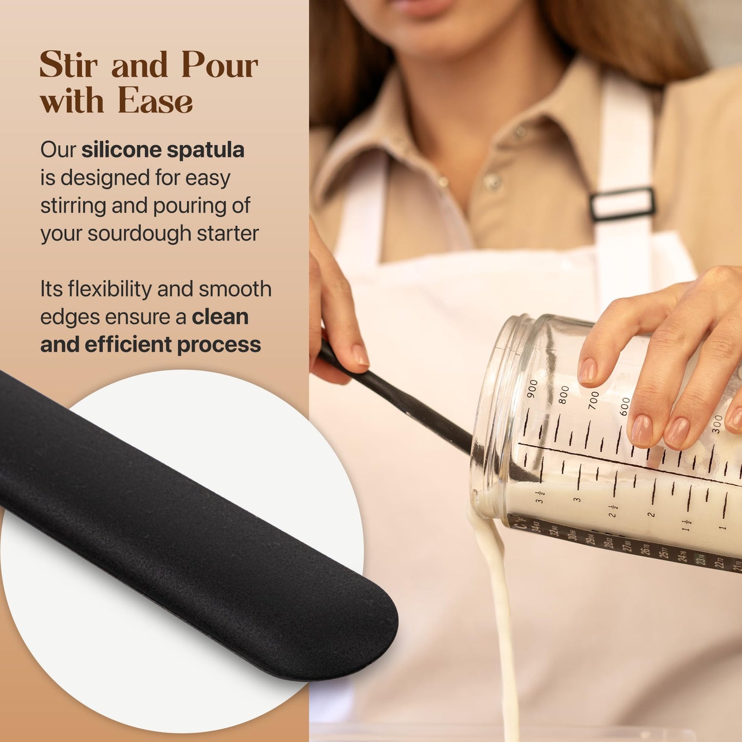 ABIOTO Sourdough Starter Jar Kit  Includes 34 oz Sourdough Starter Jar with Metallic Lid  Silicone Spatula  Feeding Tracker  Extra Thermometer Strips & Breathable Covers - Sourdough Bread Starter Kit