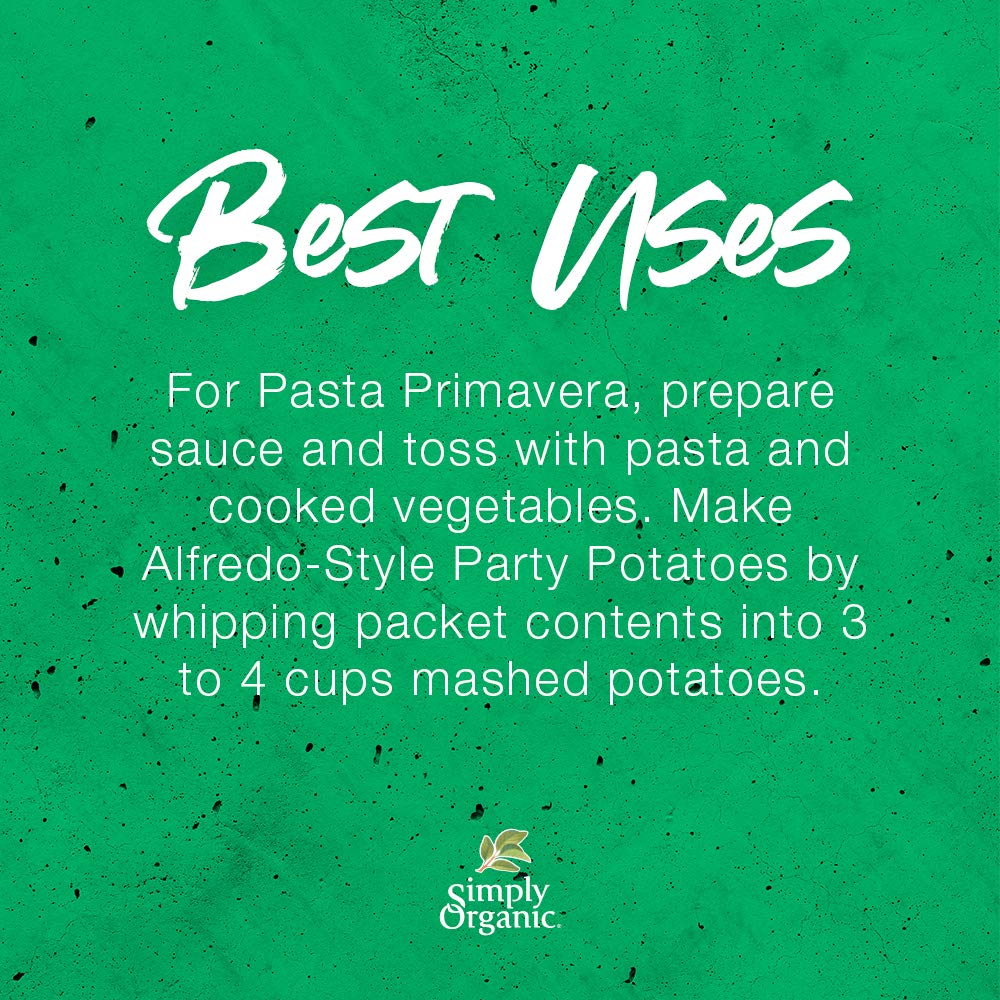 Simply Organic Alfredo Sauce Mix, Certified Organic, Gluten-Free | 1.48 oz | Pack of 4