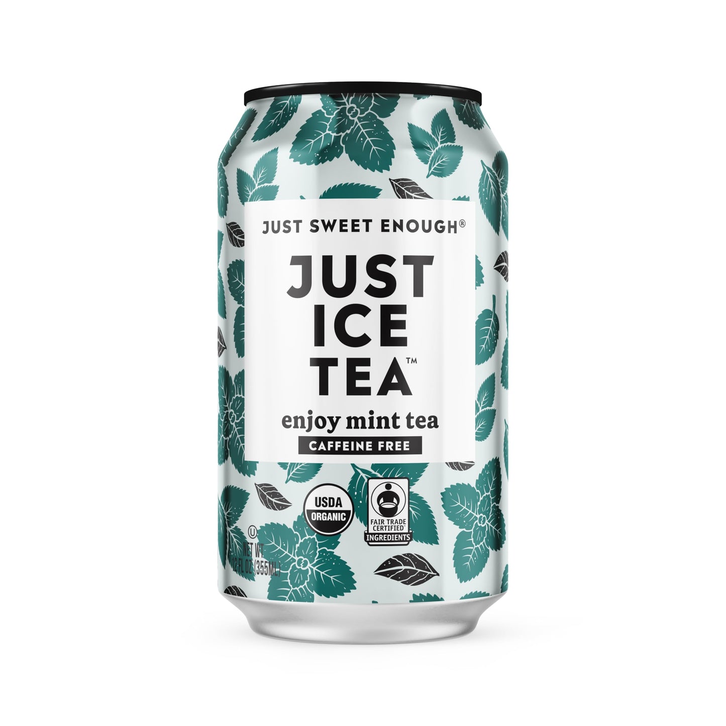 Just Ice Tea Mint Iced Tea, Caffeine Free, USDA Organic, 12-Pack (12oz Cans)