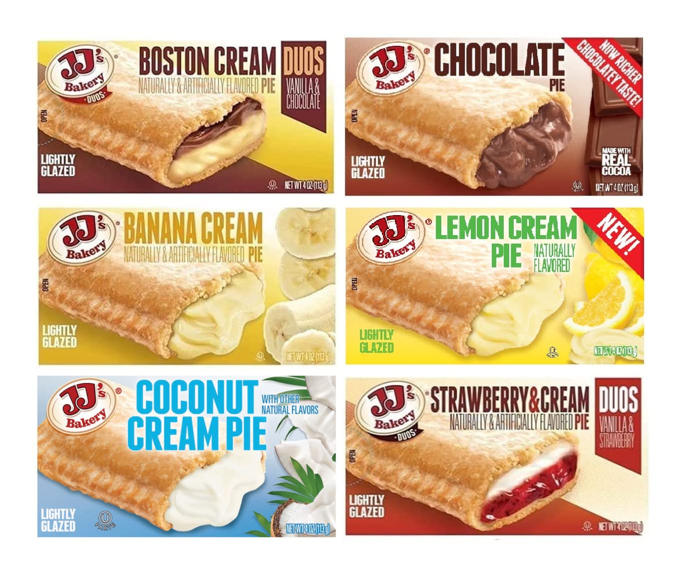 Jj'S Bakery Cream Pie Variety Pack | 6 Flavors | 6 Pack