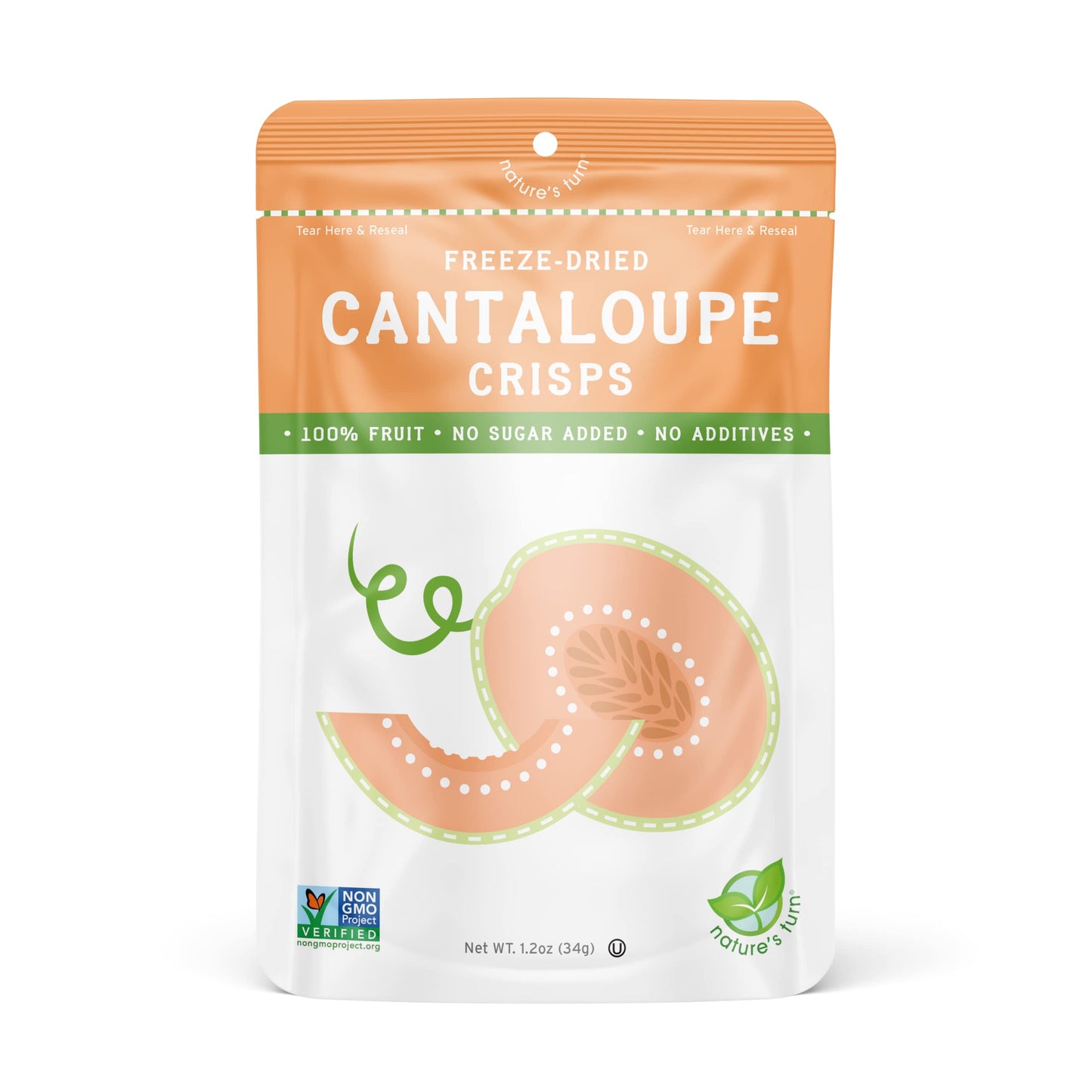 Natures Turn Freeze-Dried Fruit Snacks, Cantaloupe Crisps, Pack Of 6 (1.2 Oz Each)