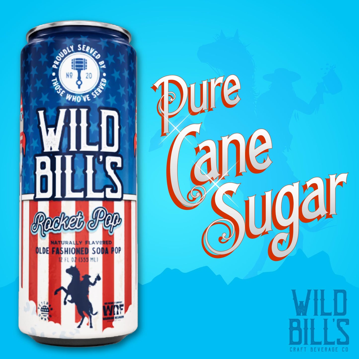 Wild Bills Rocket Pop Soda - Classic Craft Soda, Caffeine-Free, Vegan, 12 Oz, 12 Pack