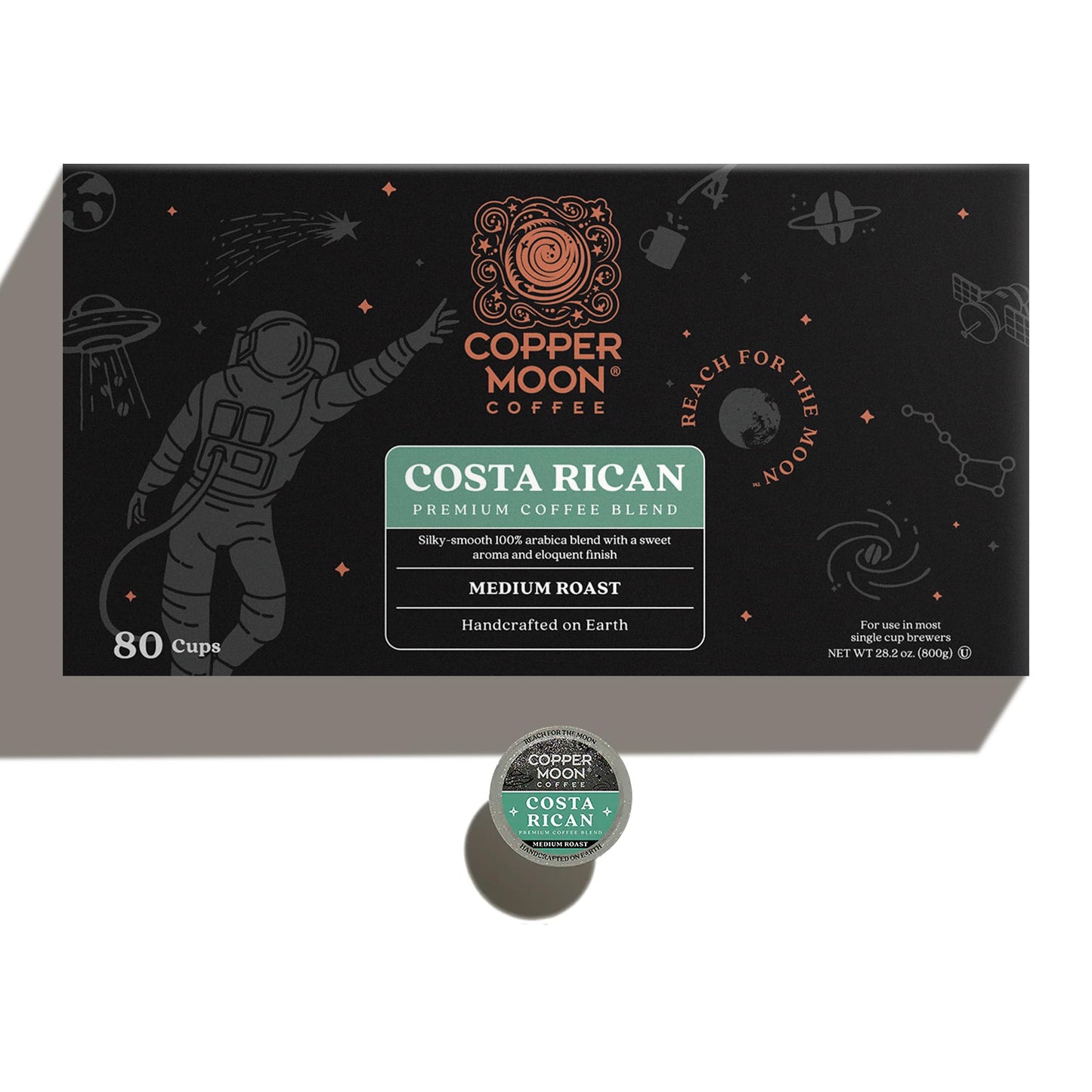 Copper Moon Coffee Pods for Keurig, Medium Roast Costa Rican Blend, 80 Count Pack