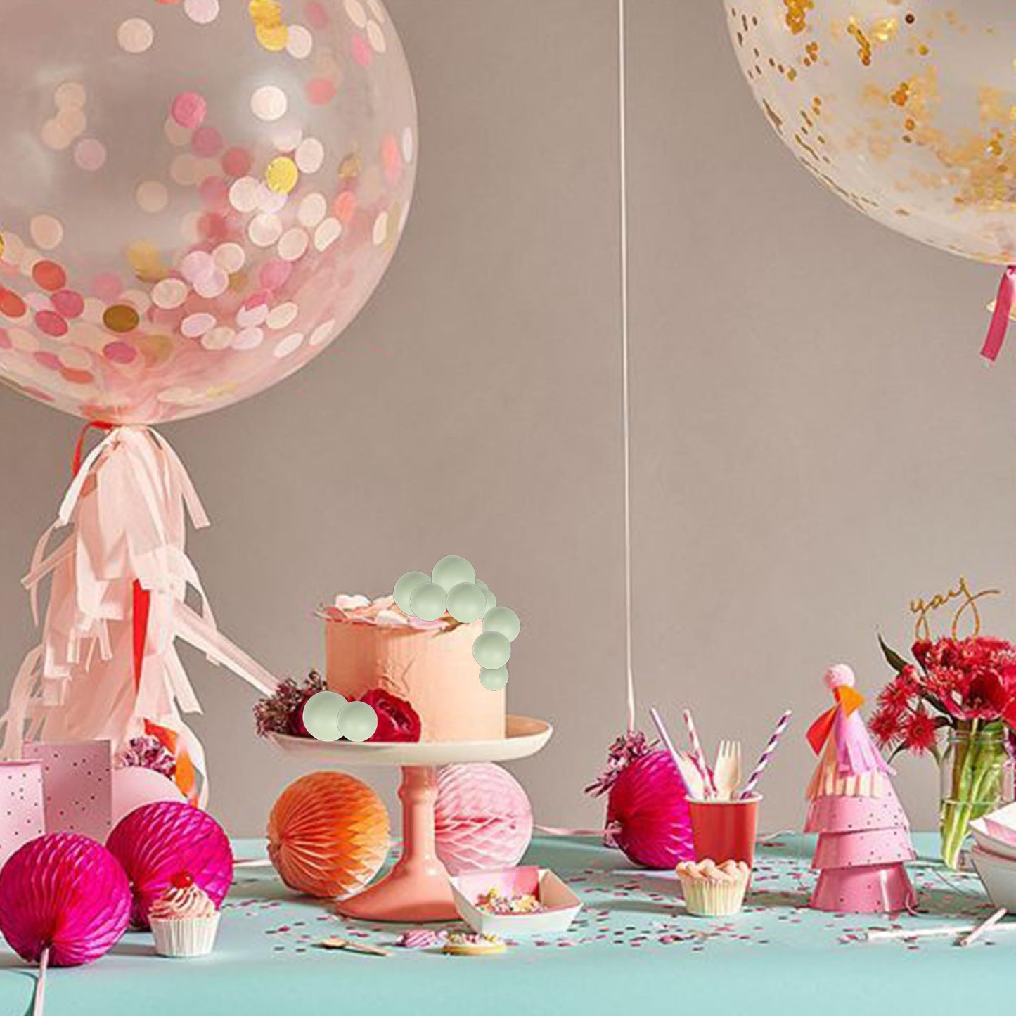 Rssta i Mini Balloons & Foam Balls Cake Toppers - 30 PCS, Blackish Green, Model XM402, DIY Inserts for Weddings & Parties