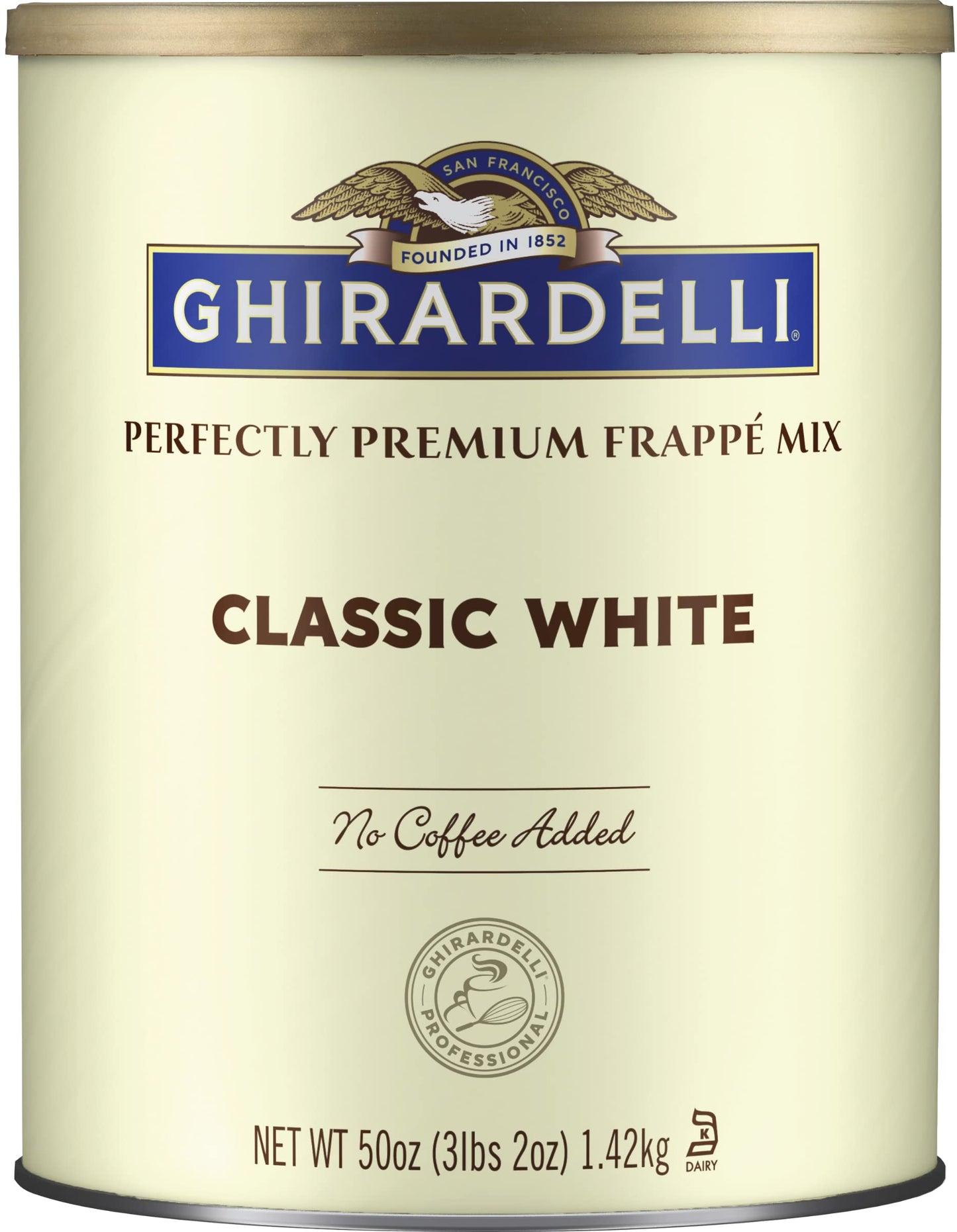 Ghirardelli Classic White Premium Frapp   Mix, 3.12 Lb Can With Ghirardelli Stamped Barista Spoon