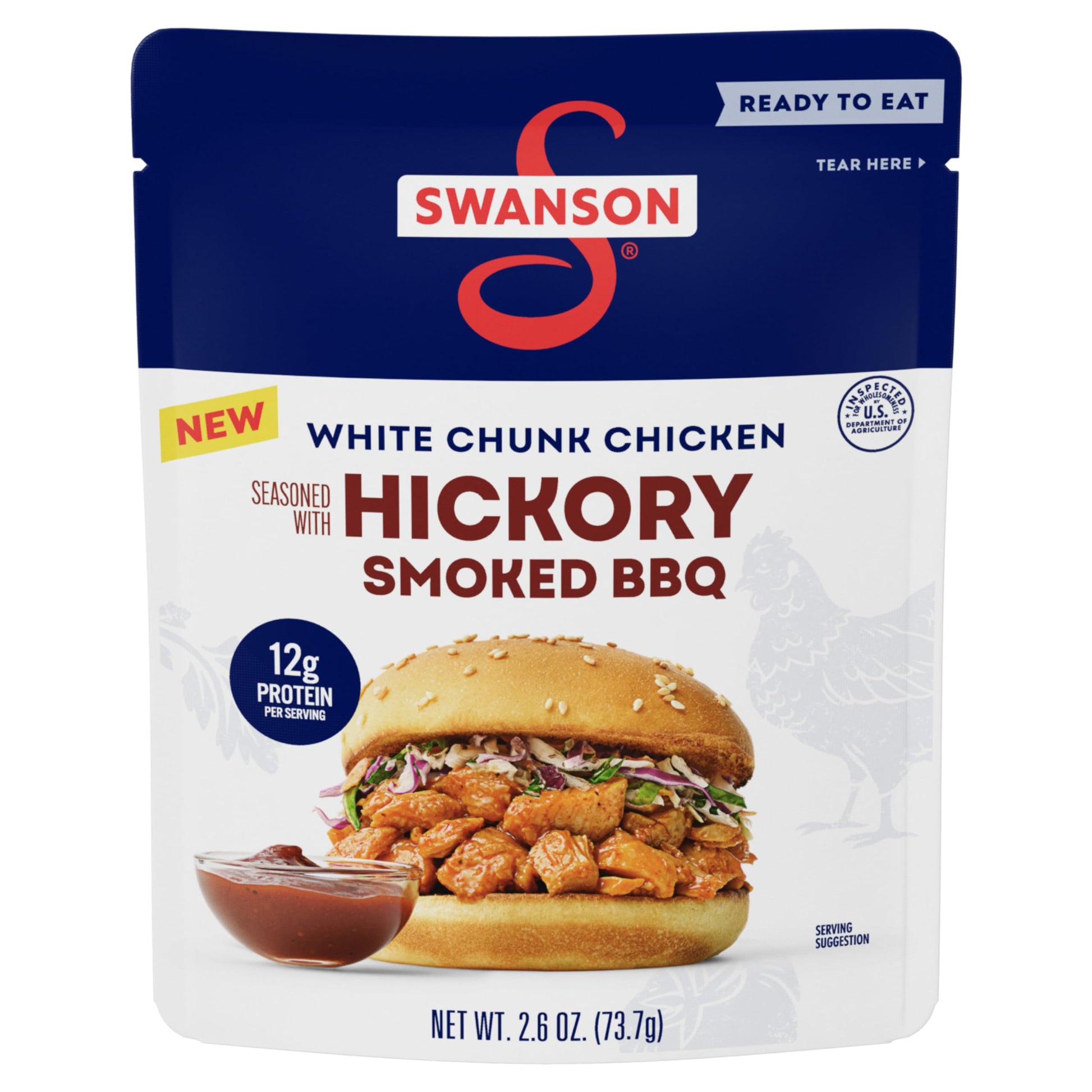 SWANSON S Hickory Smoked BBQ Chicken, Fully Cooked, 2.6 oz Pouch