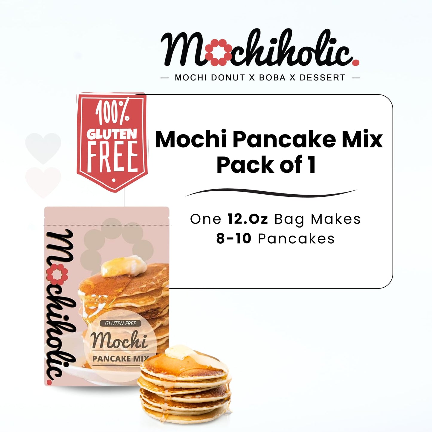 Mochi Pancake Mix Original Recipe, Rice Flour, Gluten-Free With Low Calories And Sugar With Essential Nutrients, 12 Oz Healthy D