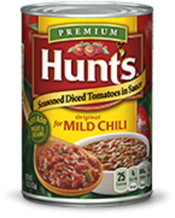 Hunts Seasoned Diced Tomatoes In Sauce For Chili 15Oz Can (Pack Of 6) (Original For Mild Chili)