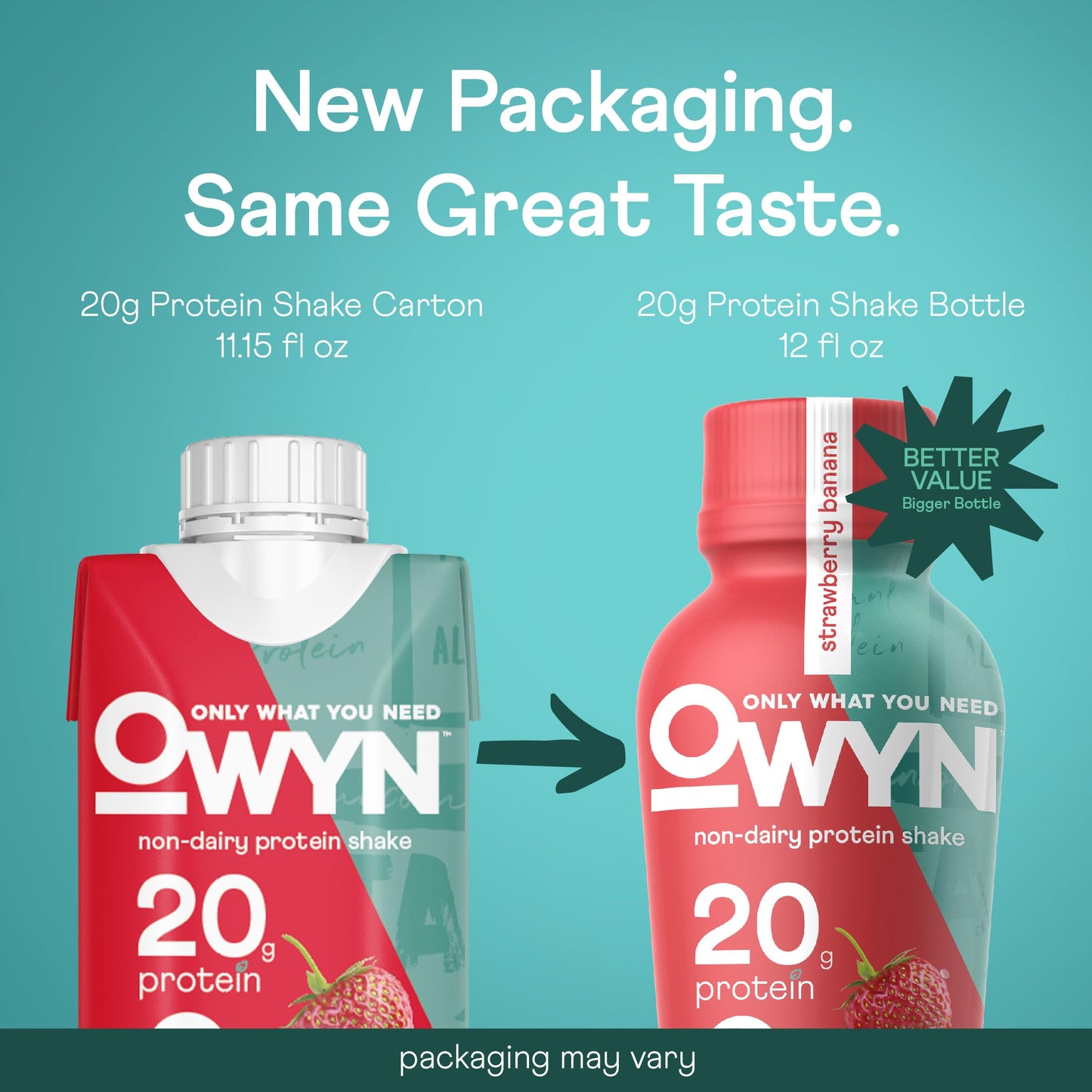 OWYN Vegan Protein Shake, Strawberry Banana, 12 Fl Oz (Pack of 12), 100% Plant-Based, Dairy-Free, Gluten-Free, Kosher