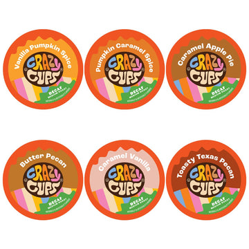 Crazy Cups Fall Coffee Pods Variety Pack For Keurig K Cup Coffee Maker, Single Serve Decaf Fall Flavor Coffee Pods, Seasonal Fav