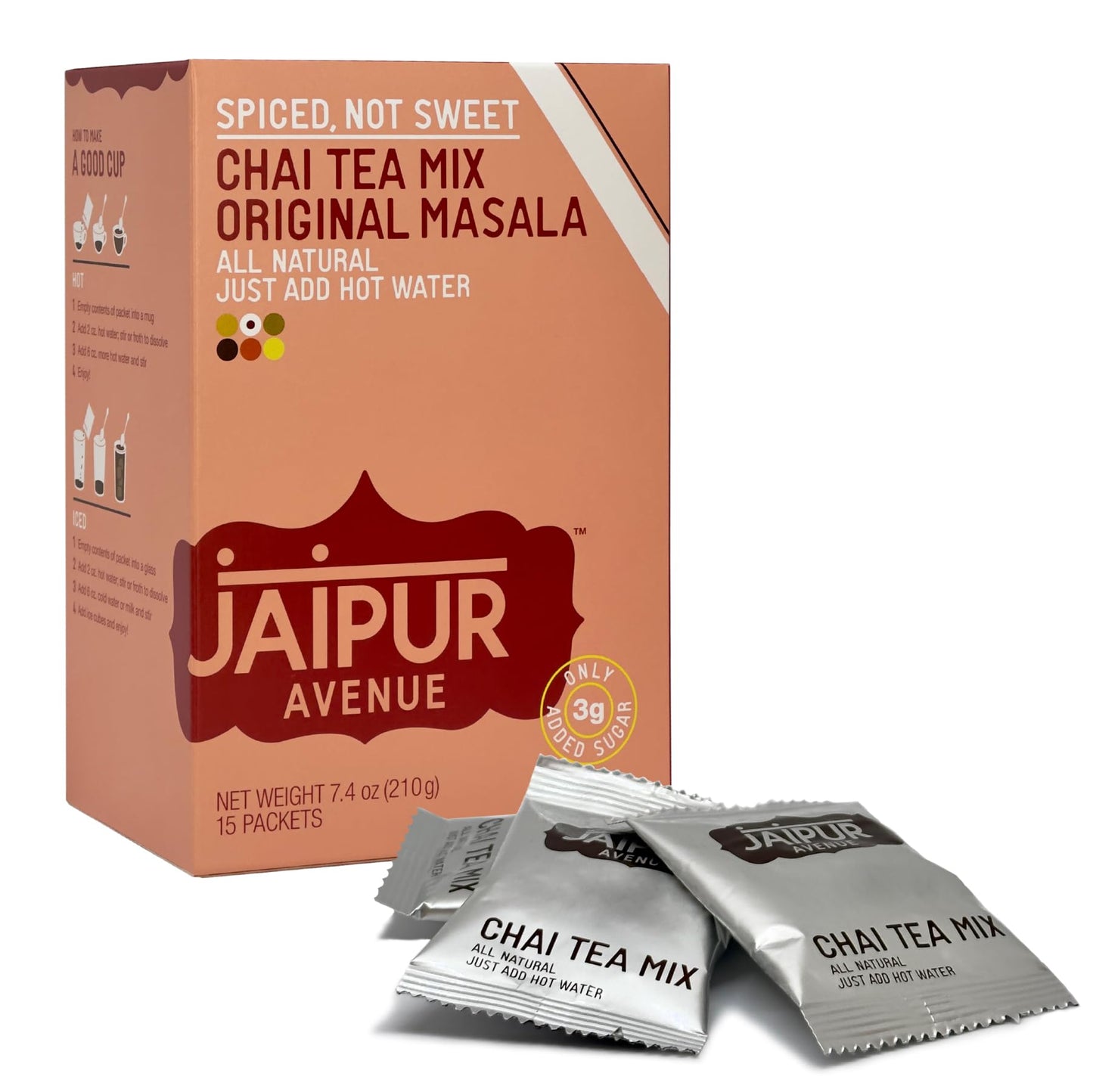 Jaipur Avenue Chai Tea Mix - Original Spiced Not Sweet - All-Natural, Preservative-Free, Gluten-Free, and Authentic Masala Chai 