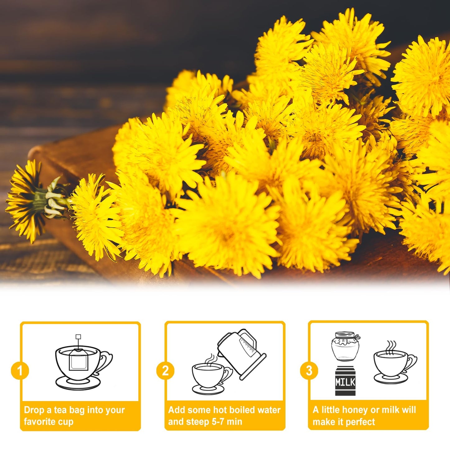TEARELAE Dandelion Root Tea Bags - Caffeine Free, 120 Count, Premium Roasted, Nutty Aroma, Support Healthy Digestion