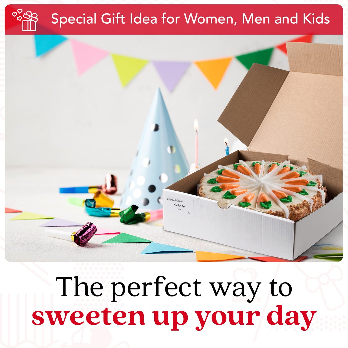 Davids Cookies Layered Carrot Cake, 10 Pre-sliced, 14 pcs, Gourmet Dessert, 68 Ounce, Perfect for Easter Gifts
