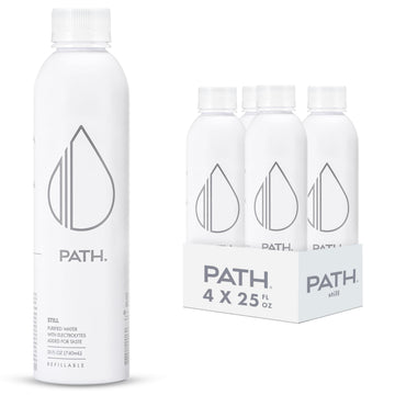 Path Still Bottled Water - Ultra-Purified  Ph-Balanced Purified Water In Aluminum Bottle - Bpa-Free  Reusable  Infinitely Recyclable - Crisp  Refreshing Taste 25 Fl Oz (Pack Of 4)
